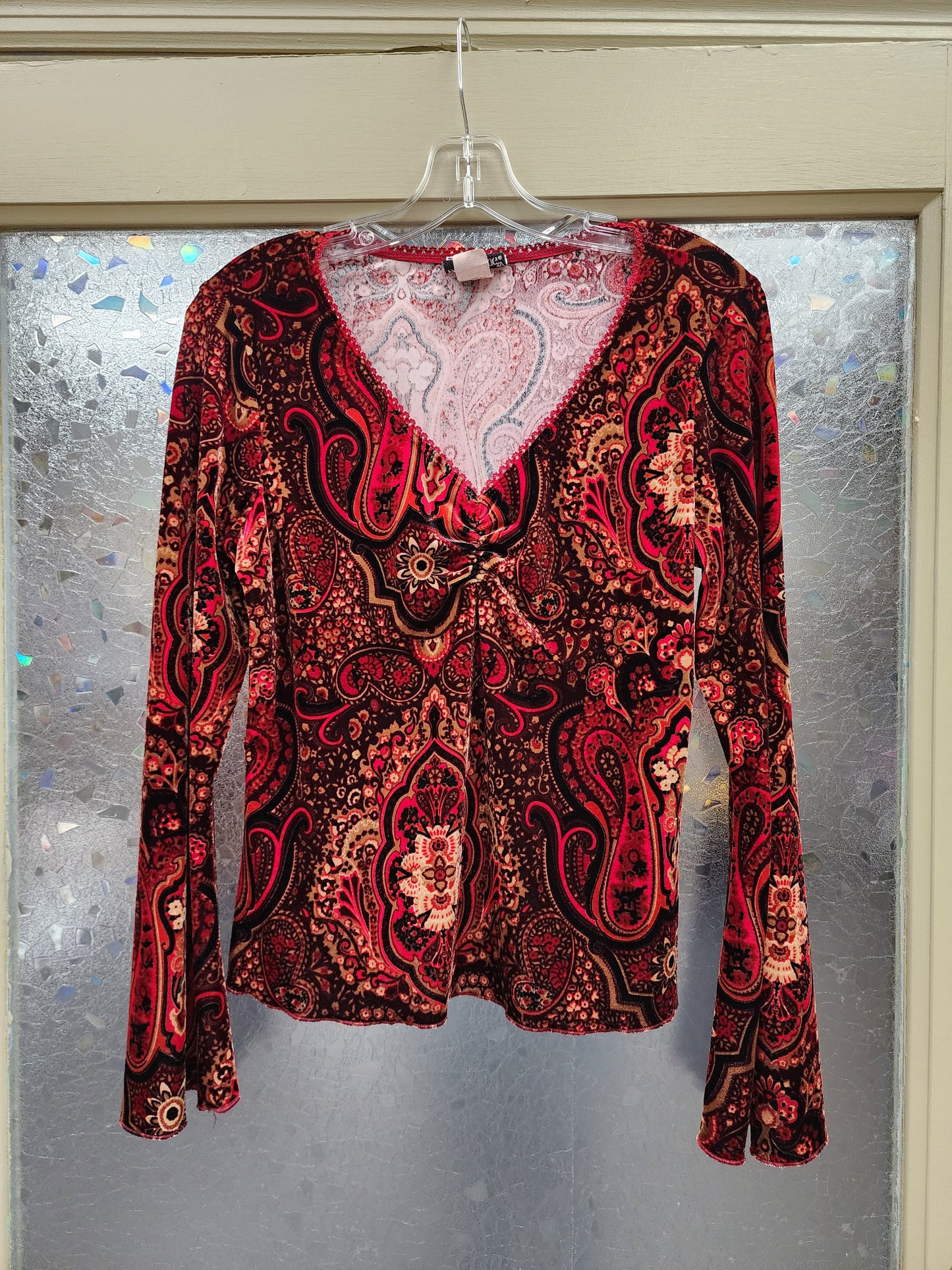Velvet Paisley Bell Long Sleeve Top