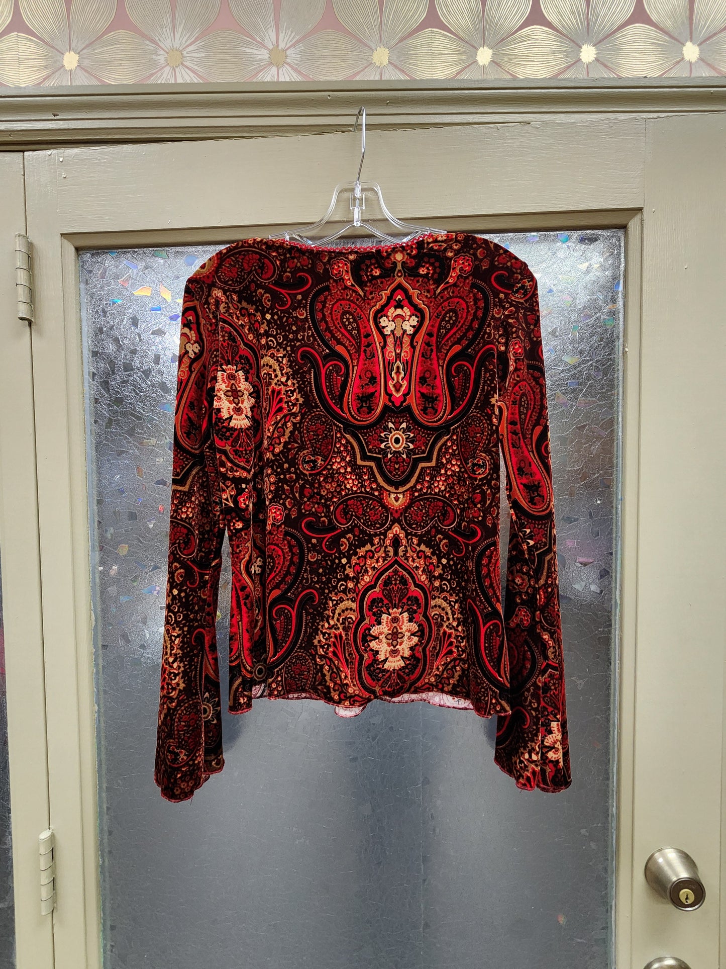 Velvet Paisley Bell Long Sleeve Top