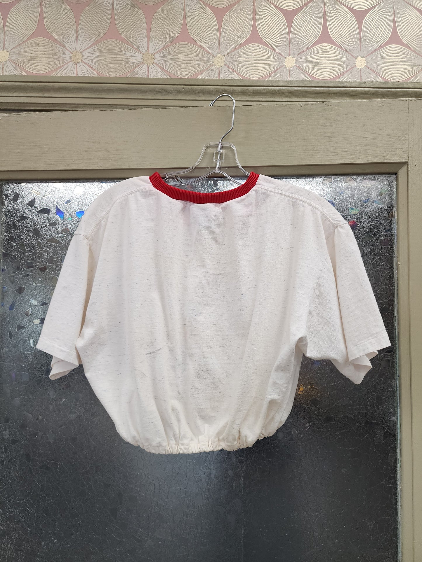 Cropped elastic short sleeve T-shirt