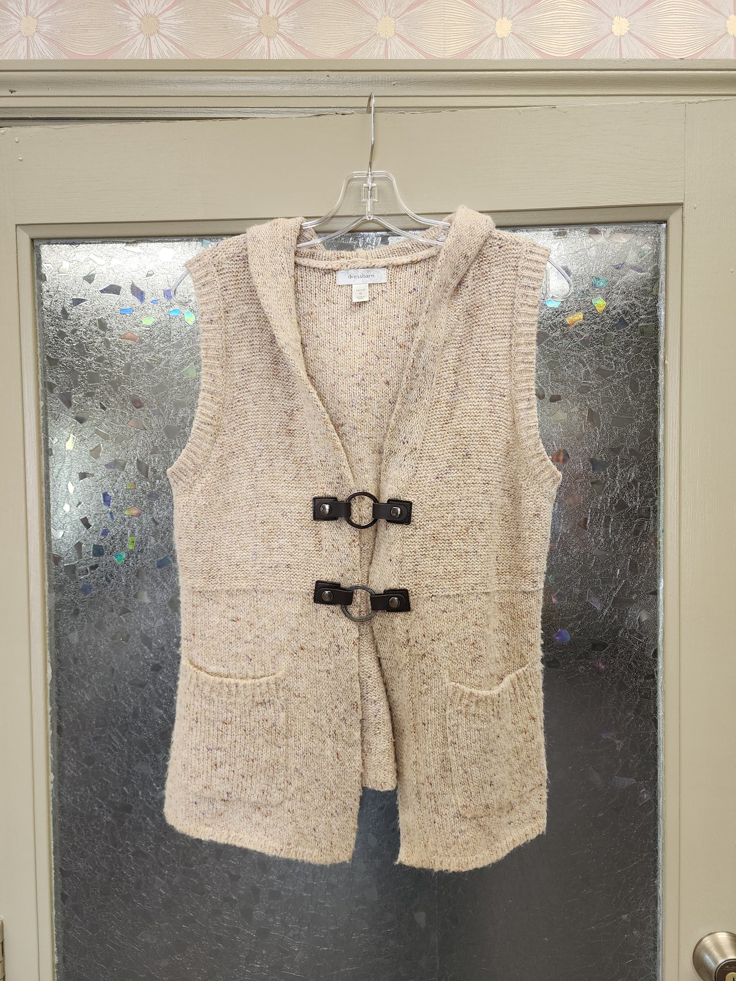 Hooded Sweater Vest with Snap Buckel Details