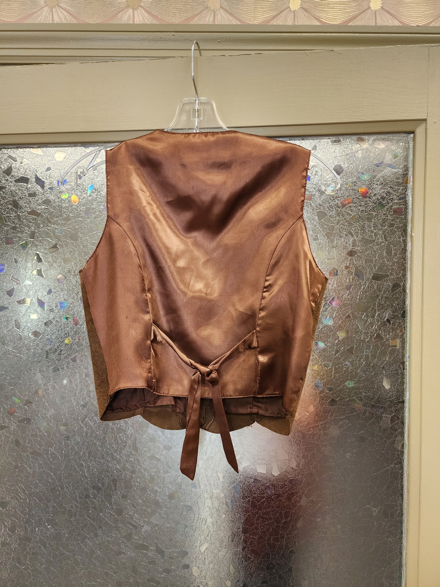 Brown Genuine Leather Scalloped Vest