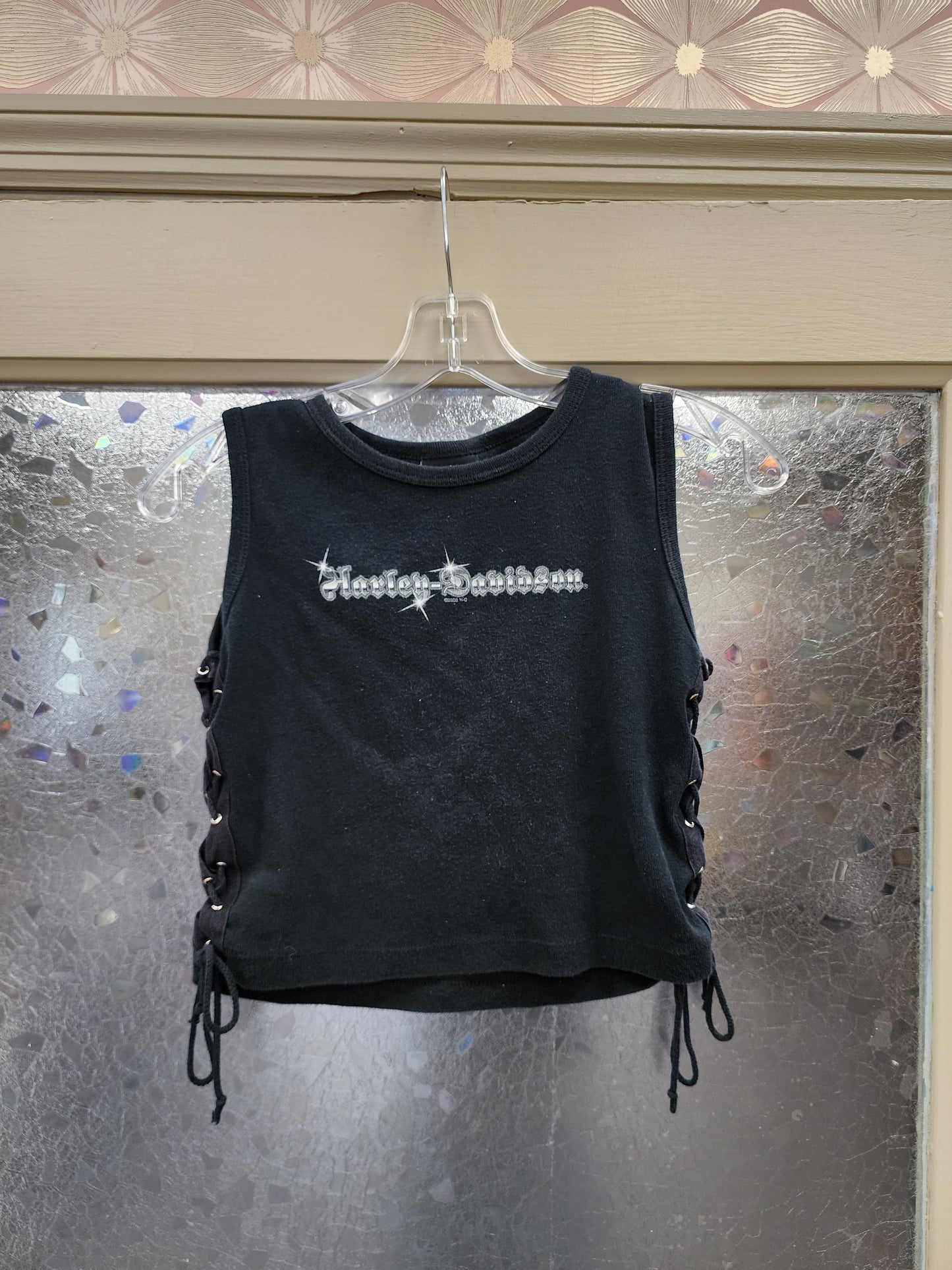 Harley Davidson Crop Top with Lace Up Sides
