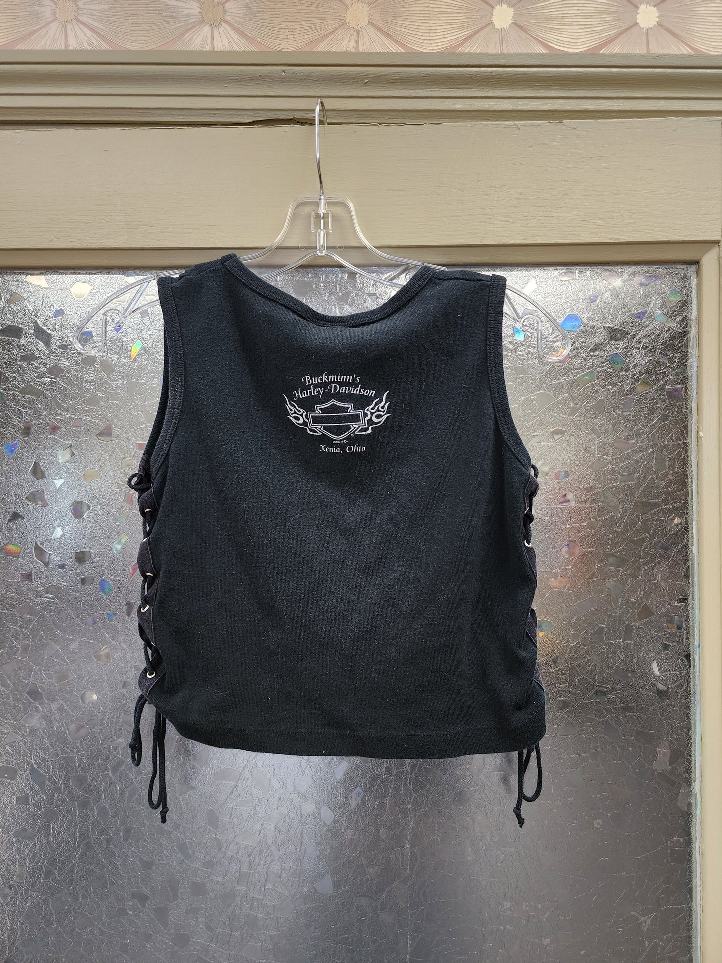Harley Davidson Crop Top with Lace Up Sides